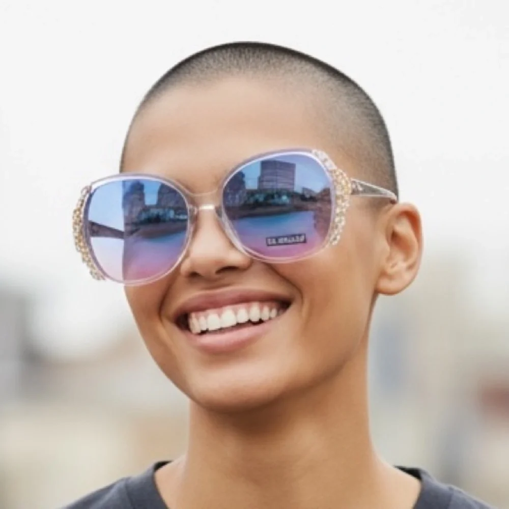 SUNGLASSES: Clear Gray Frame & Lens w/Exquisite Matching Rhinestones, NWT